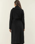 Black cashmere blend coat with ring collar