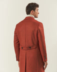 Brick red double-breasted wool blend coat