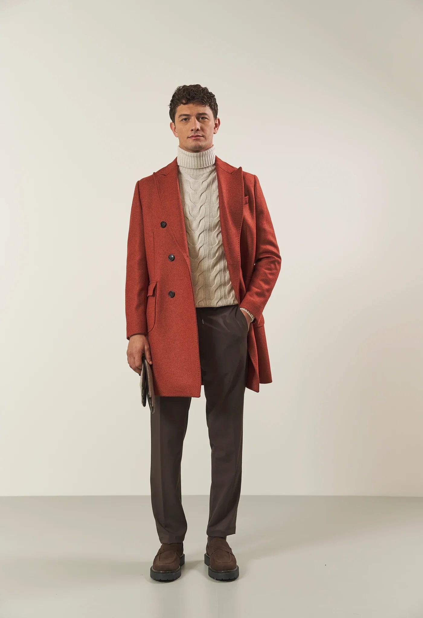 Brick red double-breasted wool blend coat – ANGELICO Brick red double-breasted wool blend coat – ANGELICO