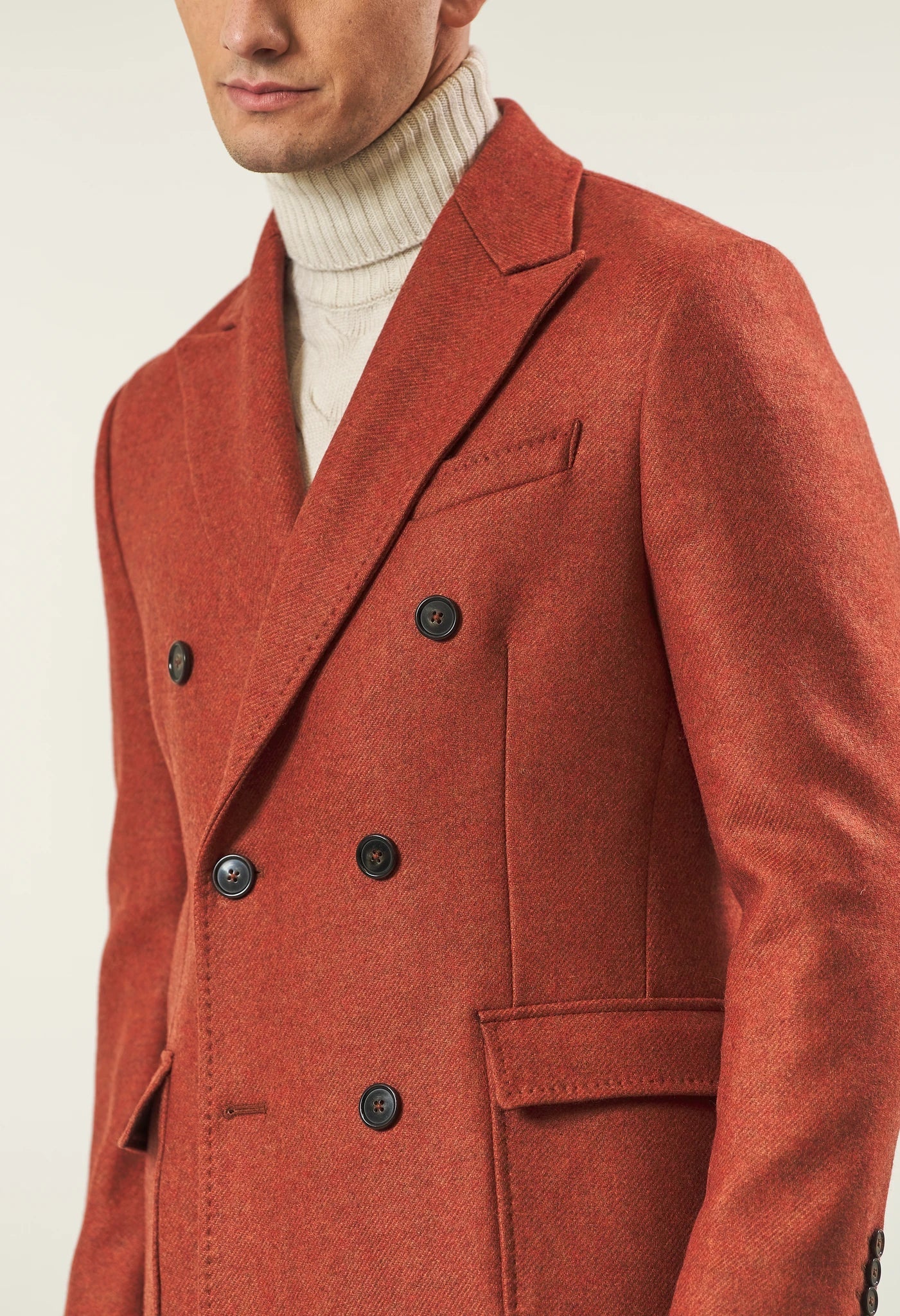 Brick red double-breasted wool blend coat – ANGELICO Brick red double-breasted wool blend coat – ANGELICO