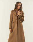 Long camel cashmere blend coat