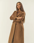 Long camel cashmere blend coat