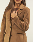 Long camel cashmere blend coat