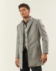 Light gray cashmere blend coat with detachable bib