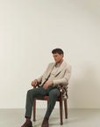Natural cashmere blend coat with spear tips