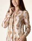 Chemisier cammello fantasia beige cotone stretch-Angelico