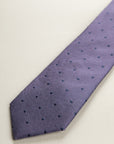Purple Tie With Blue Polka Dots And Silk Linen