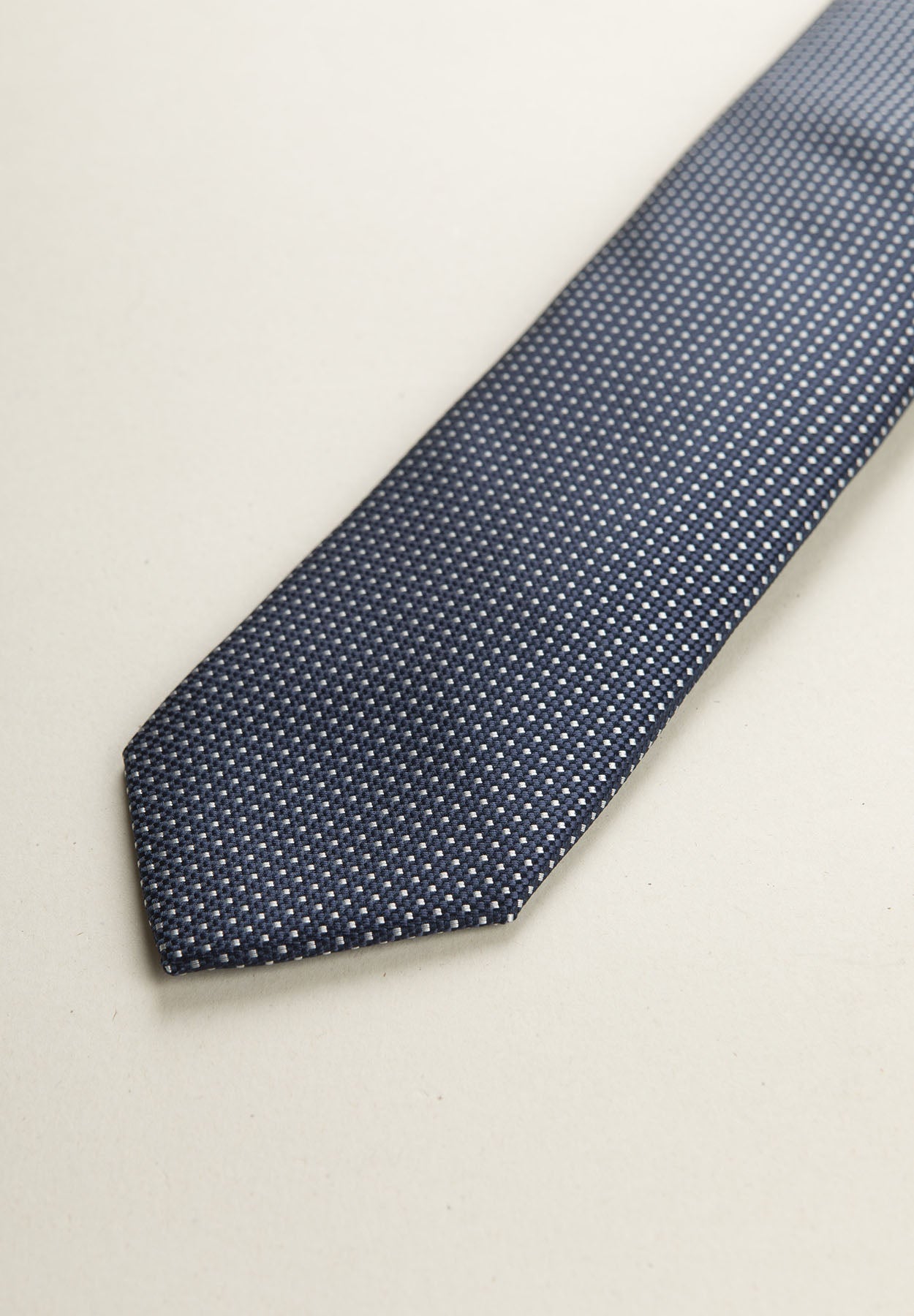 Midnight Blue Formal Tie With White Micro-Pattern