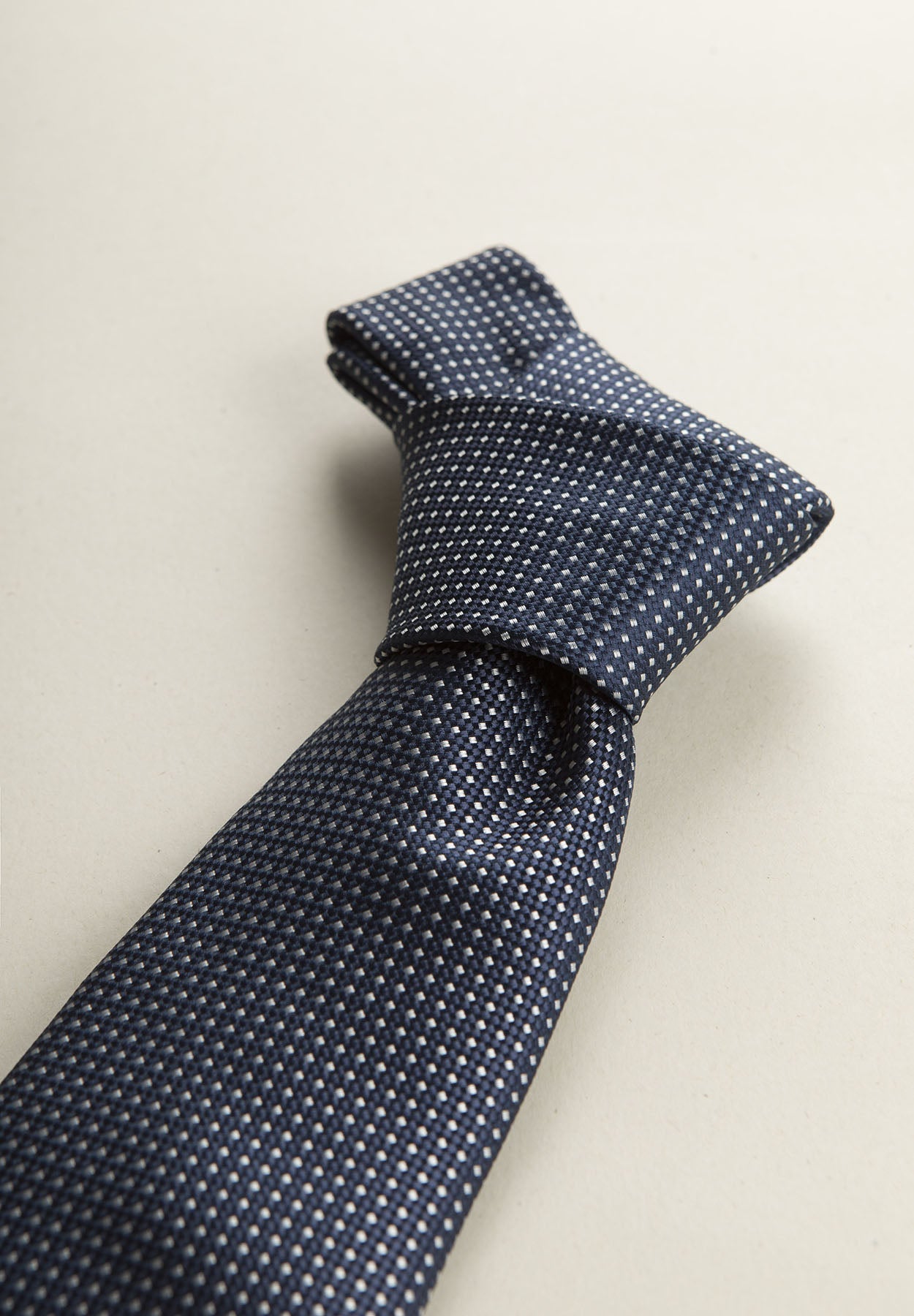 Midnight Blue Formal Tie With White Micro-Pattern