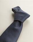 Midnight Blue Formal Tie With White Micro-Pattern