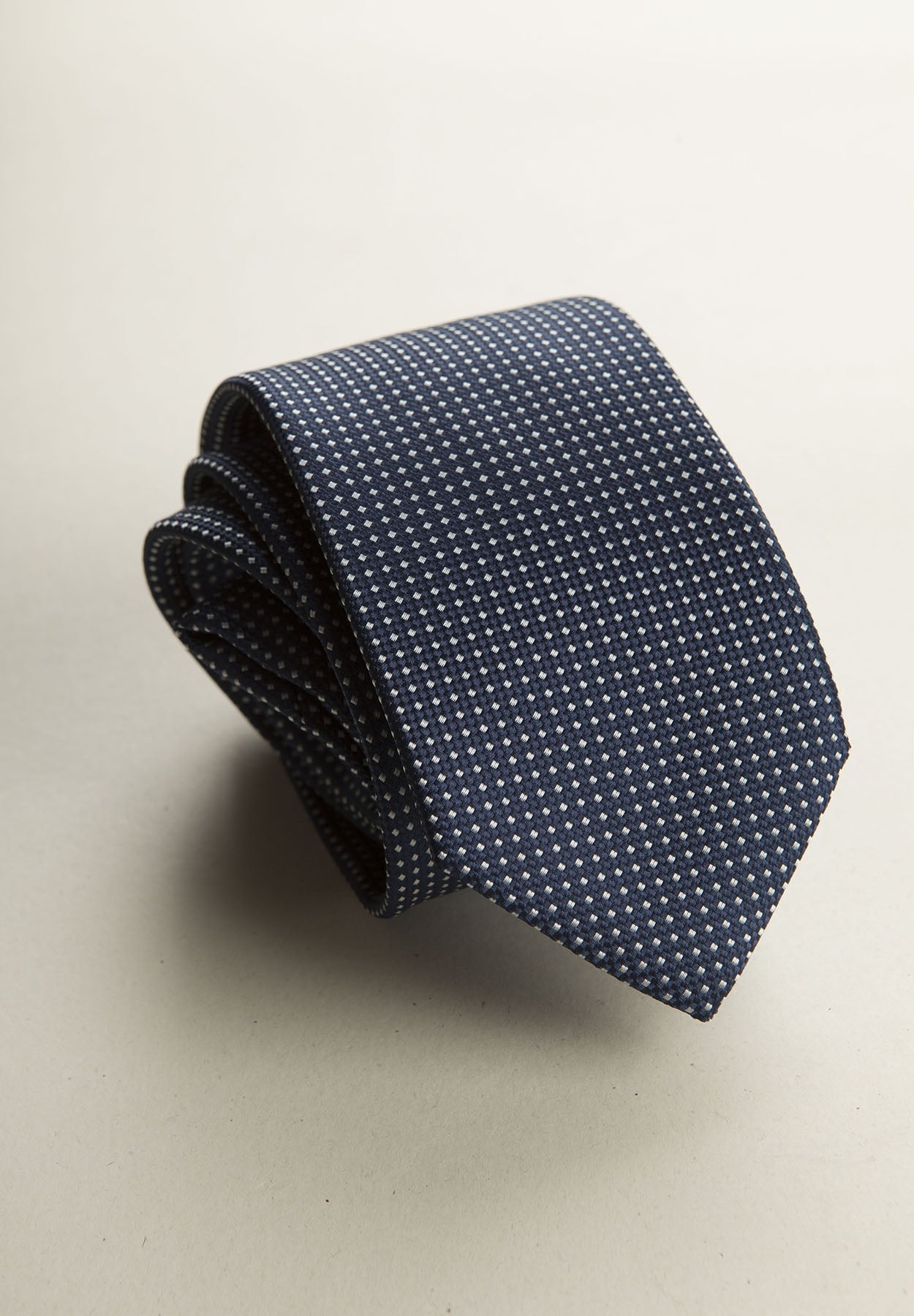 Midnight Blue Formal Tie With White Micro-Pattern