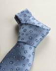 Blue Silk Tie With Blue Flowers