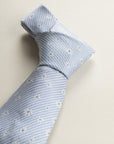 Light Blue Tie With White Flowers Silk
