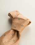 Orange Tie With Little Flowers Pattern, Silk And Cotton