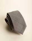 Dark brown cream Wales wool silk tie