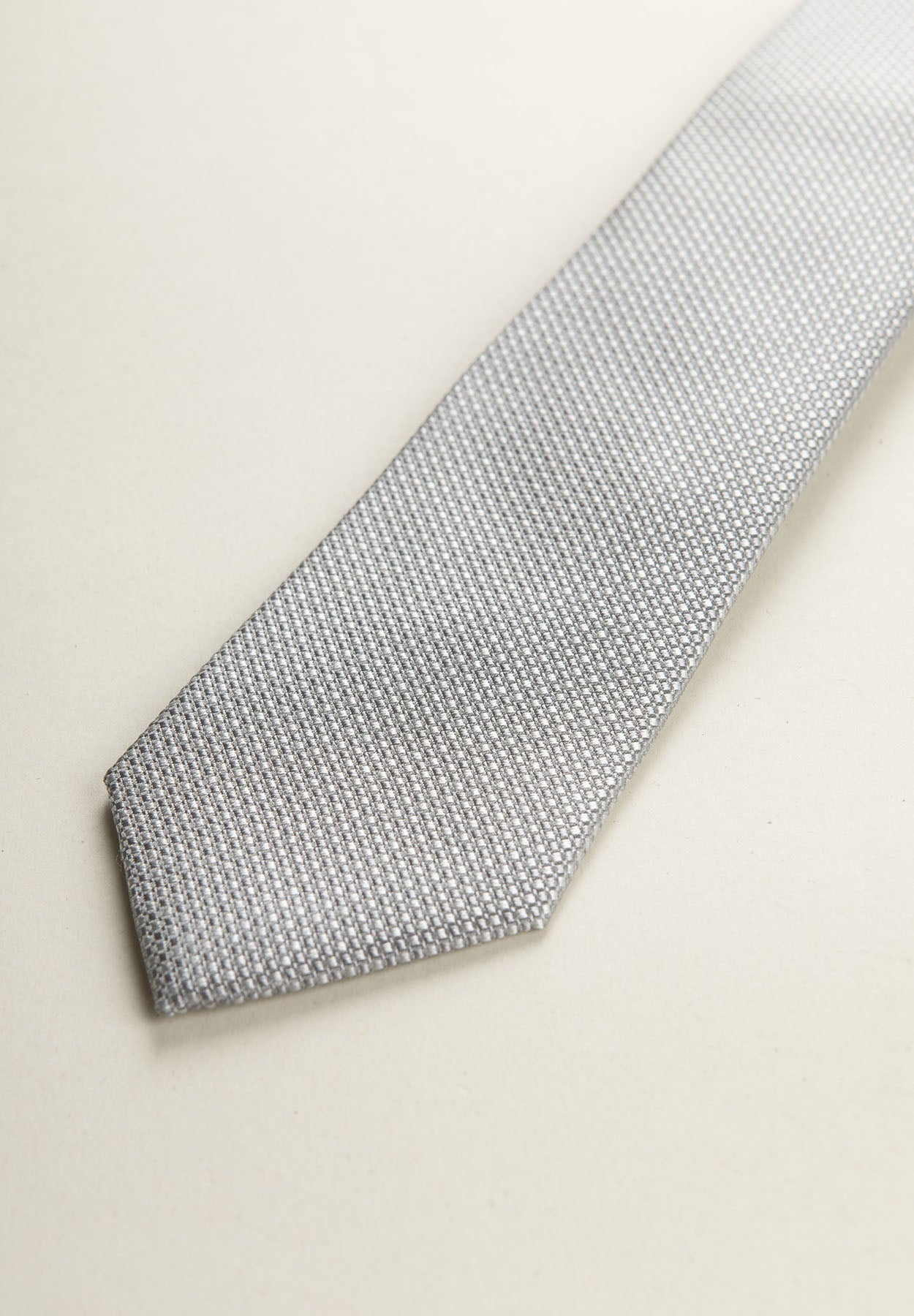 Light Gray Micro-Weave Silk Tie