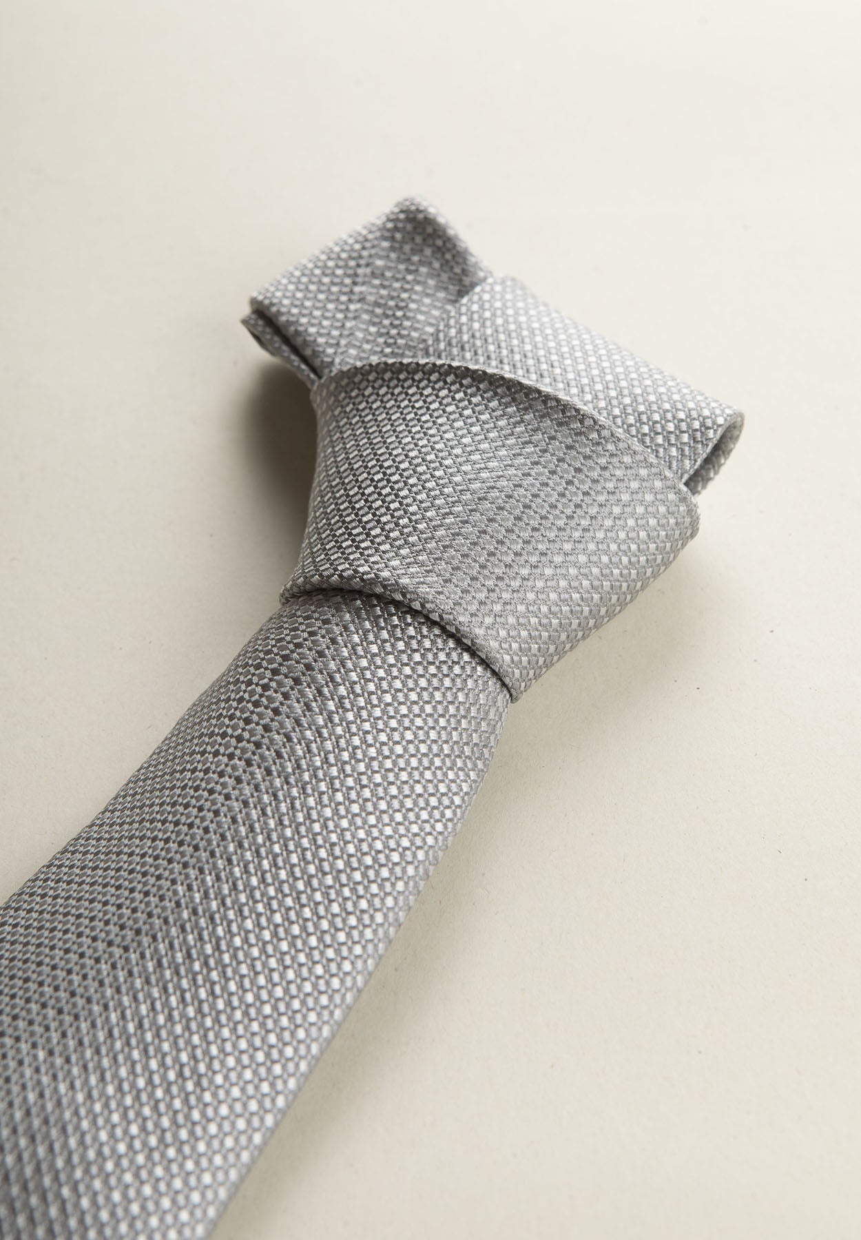 Light Gray Micro-Weave Silk Tie