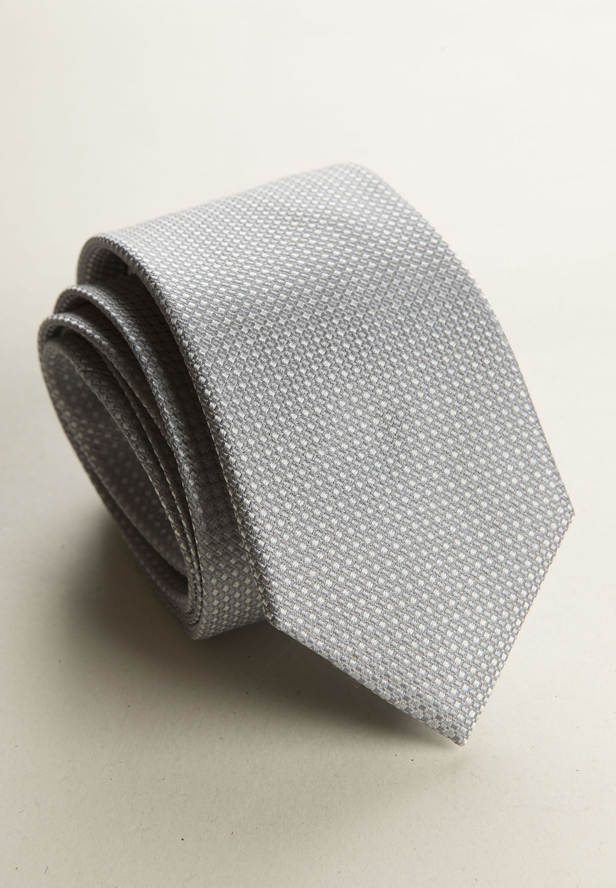 Light Gray Micro-Weave Silk Tie