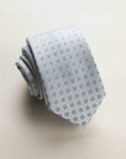 Light grey silk tie with light blue pattern