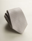 Beige Tie With Brown Micro-Pattern Silk