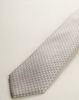 Beige Tie With Brown Micro-Pattern Silk