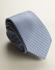 Light Blue Tie With A Micro-Design Of Blue And White Silk