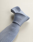Light Blue Tie With A Micro-Design Of Blue And White Silk