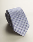 Wisteria Tie With A Blue And White Micro-Pattern In Silk