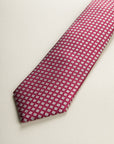 Dark Red Silk Tie With Silver Micro-Pattern