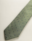 Green Tie With Blue Polka Dots And Silk And Linen