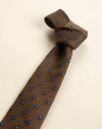 Cravatta marrone poi azzurri blu seta cotone-Angelico