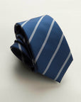 Regimental tie in blue and white silk