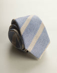 Regimental Blue Beige Silk Cotton Tie