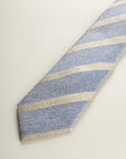 Regimental Blue Beige Silk Cotton Tie
