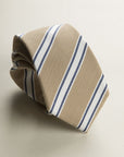 Beige Regimental Silk Cotton Tie