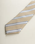 Beige Regimental Silk Cotton Tie