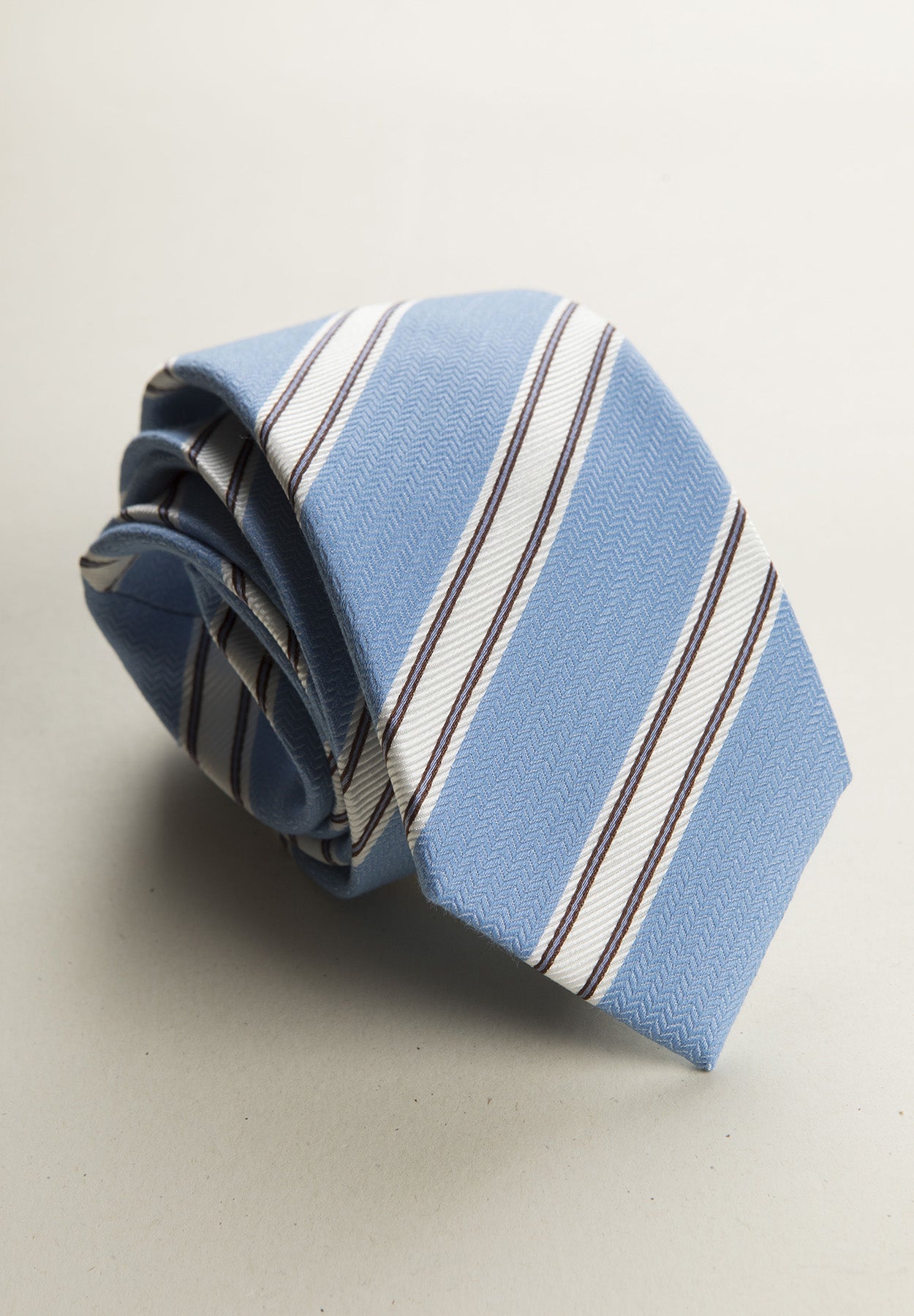 Regimental Light Blue Silk Cotton Tie