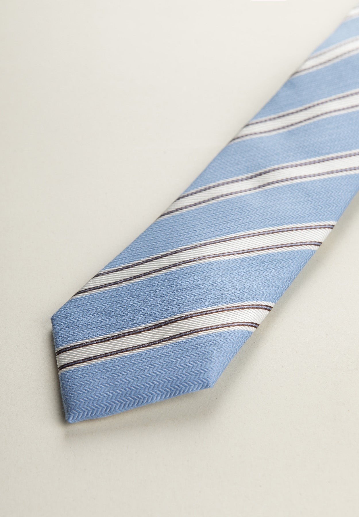 Regimental Light Blue Silk Cotton Tie