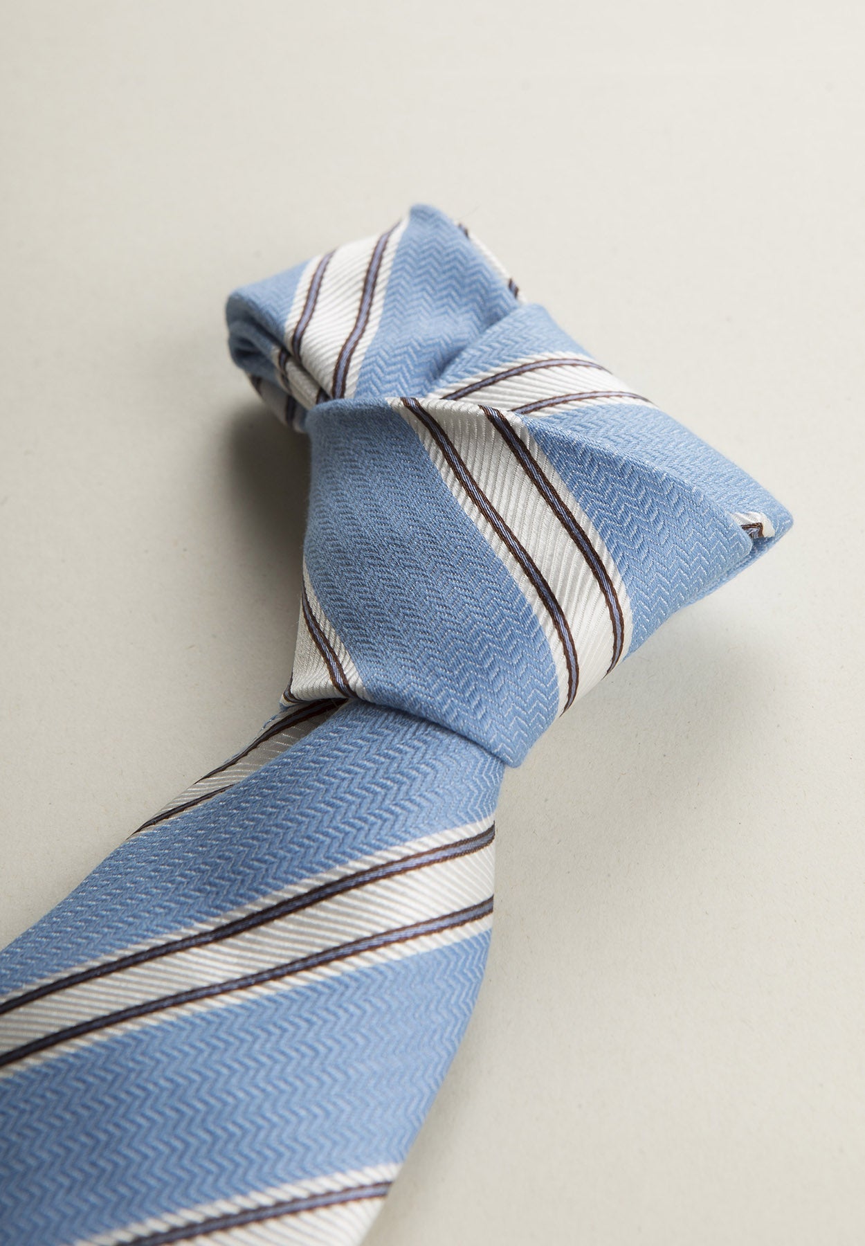 Regimental Light Blue Silk Cotton Tie
