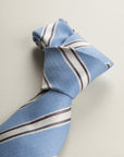 Regimental Light Blue Silk Cotton Tie