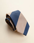 Blue beige regimental silk tie
