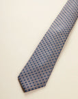 Dark brown tie with blue polka dots, cotton and silk