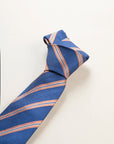 Regimental blue orange silk tie
