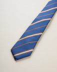 Regimental blue tie, brown, cream, silk