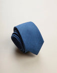 Denim blue silk linen tie