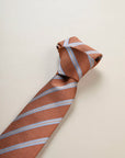Rust regimental light blue silk tie