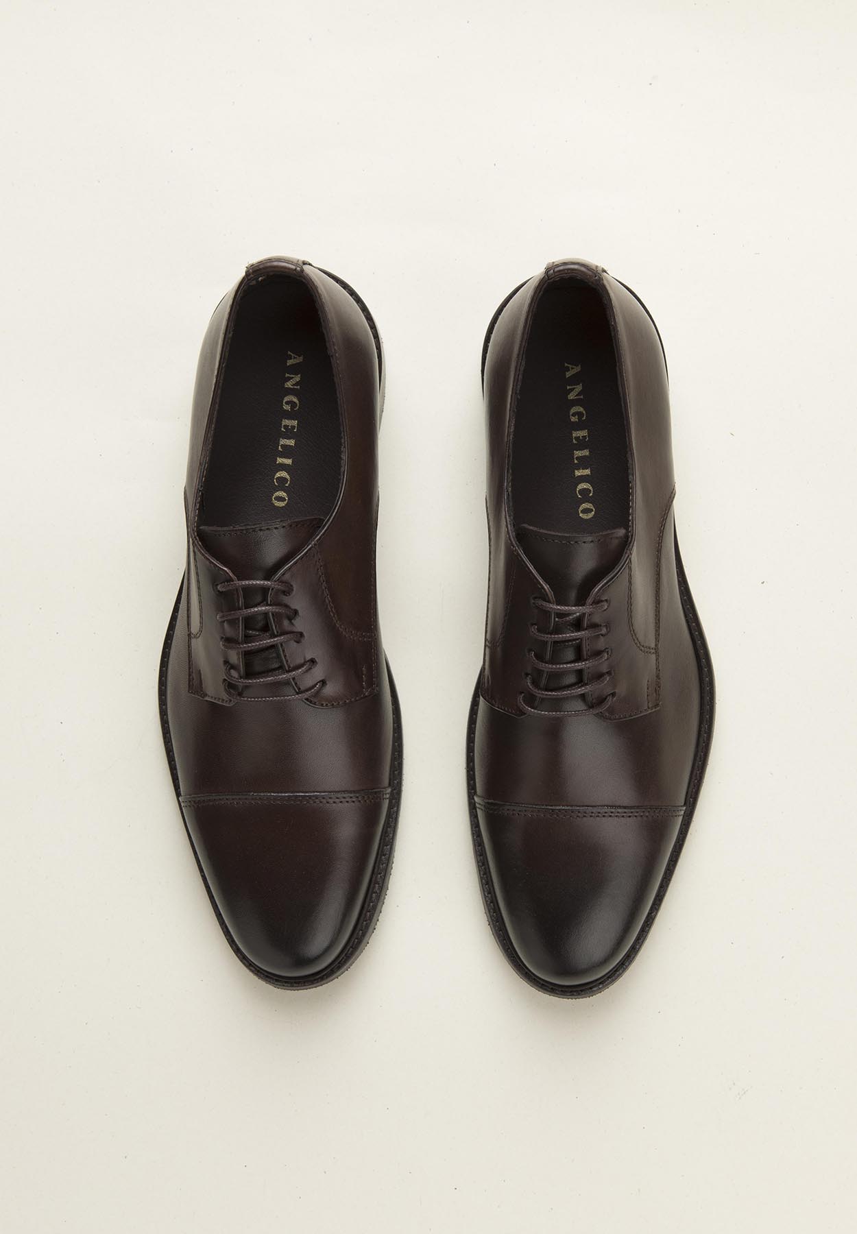 Brown Derby With Stitched Leather Toe Cap