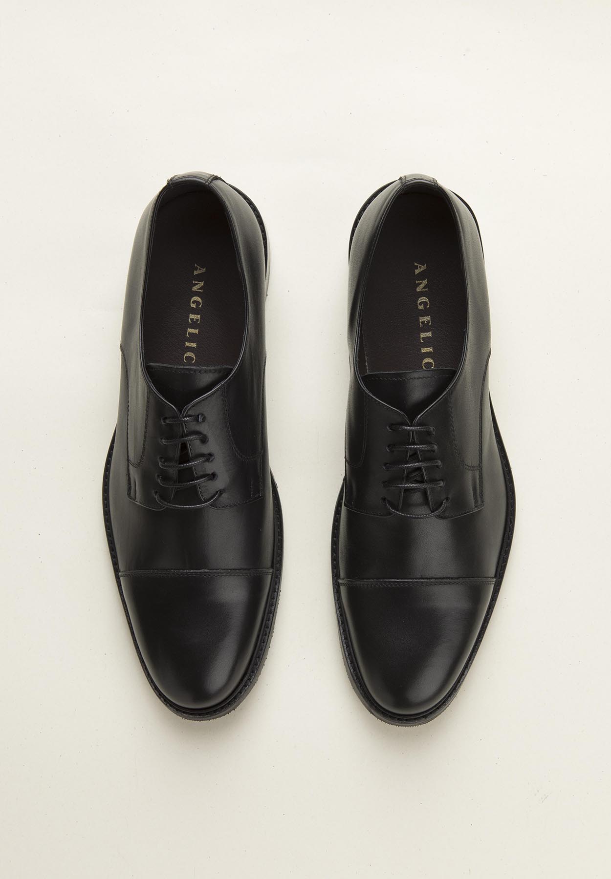 Black Derby With Stitched Leather Toe Cap