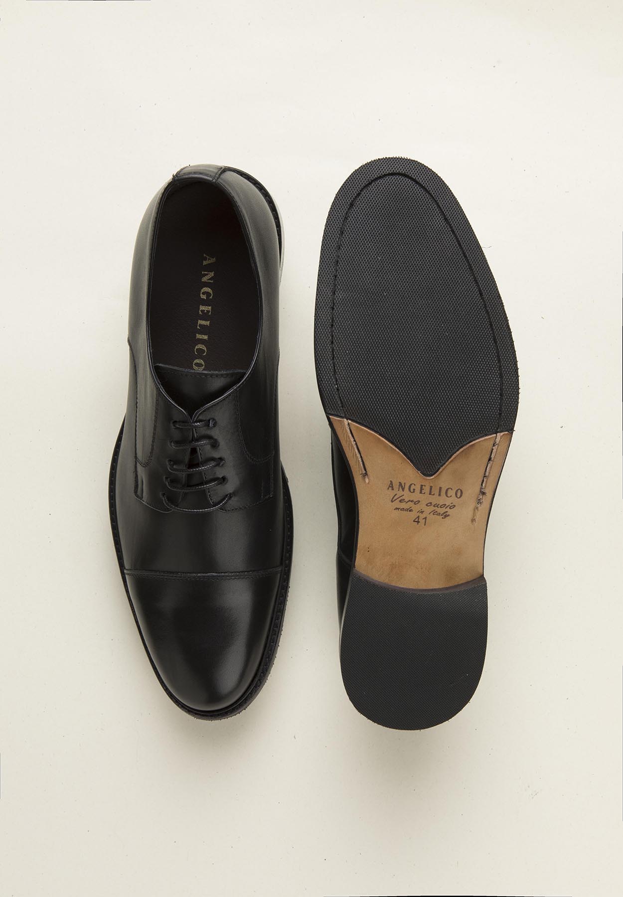 Black Derby With Stitched Leather Toe Cap