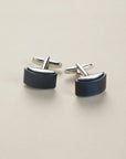 Curved blue stone cufflink
